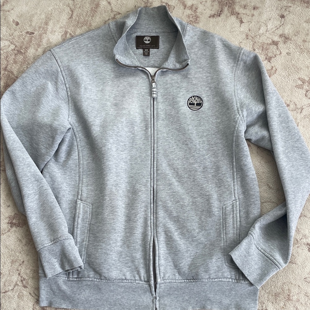 Timberland Men's Light Gray Zip-Up Sweater